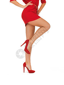 穿着高跟鞋红裙子的女人的照片姿势奢华裙子工作室优美女性衣服身体女孩图片