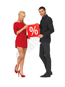 男男女女 有百分数符号衣服奢华顾客微笑男性销售零售夹克男人商业图片