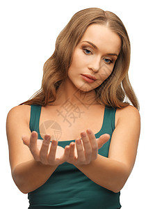 女人握着手掌头发手臂手势青年活力皮肤护理女性保健女孩图片