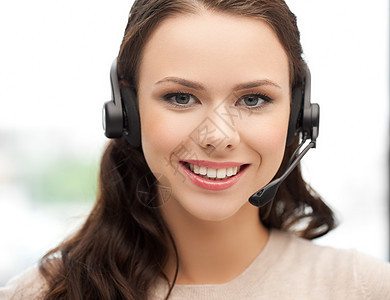 友好女性求助热线接线员顾客接待员微笑耳机工人技术快乐中心女性女孩图片