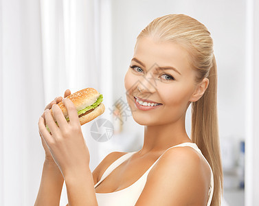 妇女吃垃圾食品健康碳水重量营养午餐数字食物垃圾饮食脂肪图片