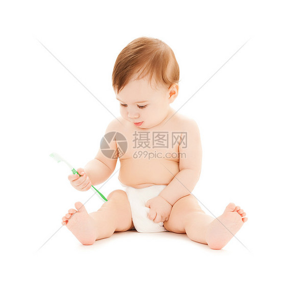 好奇的婴儿刷牙女孩情感孩子男生卫生快乐微笑打扫家庭好奇心图片