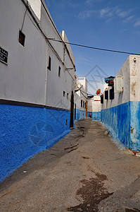 摩洛哥拉巴特街各街村庄旅游麦地街道木头建筑乡村入口蓝色城市图片