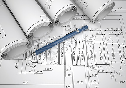 绘制工程图纸和自动铅笔铅笔打印工具金属工艺滚动项目文档办公室工作图片