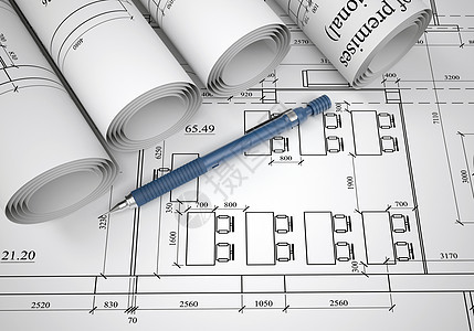 建筑图画的卷轴房子线条草稿项目工具工程打印桌面工程师绘画图片