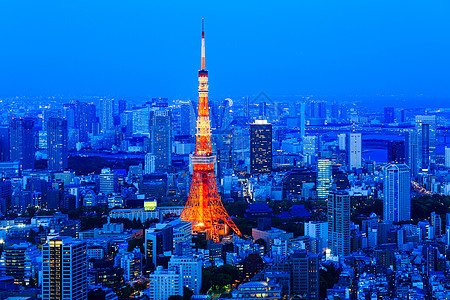 东京塔 从天线上看天空风景城市地标目的地旅游港区摩天大楼蓝色建筑物图片