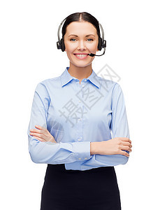 友好女性求助热线接线员手机帮助耳机牙裔服务商务服务台接待员中心女性图片