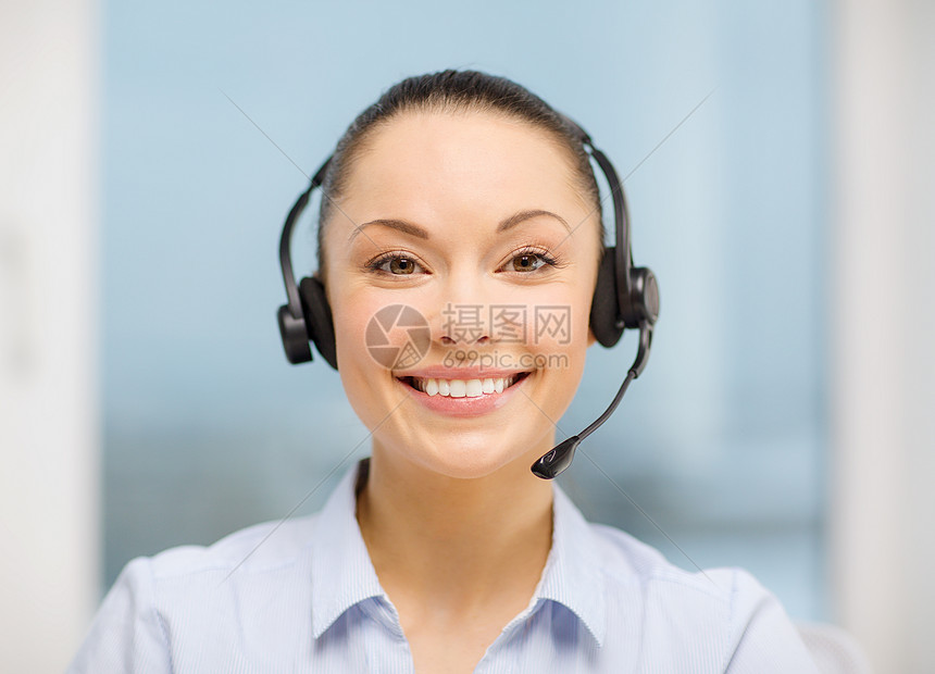 配备耳机的女女性求助热线接线员助手秘书顾客咨询中心通讯帮助接待员女性女孩图片