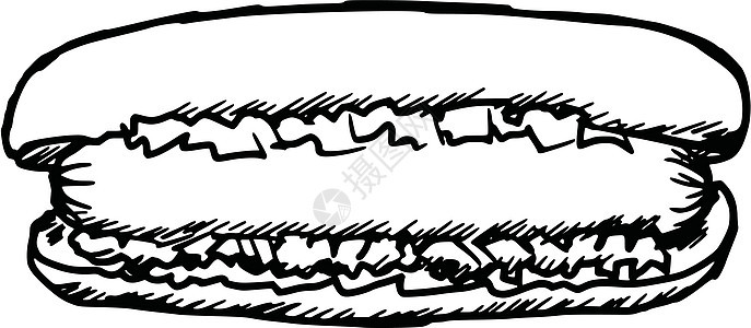 热狗生活香肠插图面包包子草图食物卡通片手绘图片