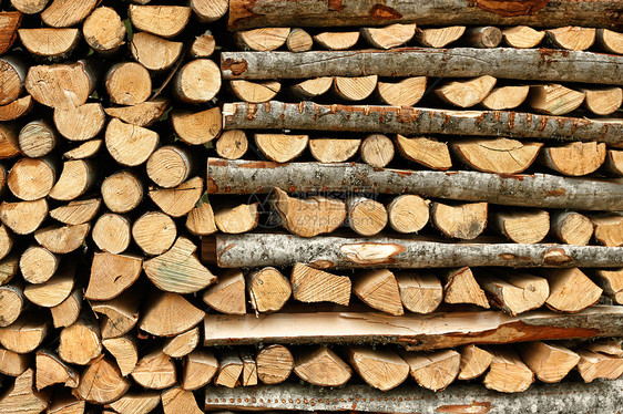 将木柴散成堆日志桦木活力烧伤材料森林燃料木材图片