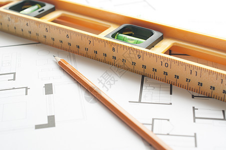 并用一个建筑师计划建筑学房子铅笔草图绘画商业蓝图建造工程草稿图片