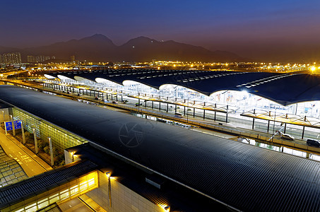 香港国际机场建筑学天际地标运输建筑戏剧性城市商业市中心蓝色图片