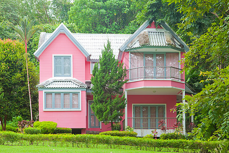 森林中的粉红屋环境国家农村森林乡村奢华粉色住宅房子建筑图片