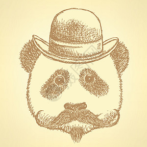 披着胡子戴帽子的熊猫乐趣投球先生财富插图草图胡须艺术绅士潮人图片