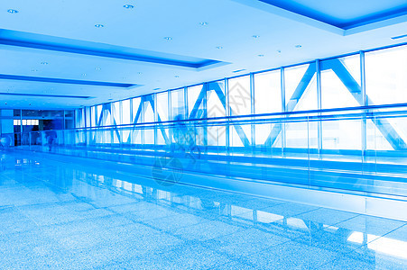 玻璃墙蓝色玻璃墙的走廊结构图片
