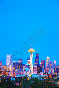 西雅图市下城的西雅图市风景与空间针图片