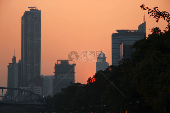 珍珠河上日落 广州夏夜巡航城市天际市中心场景运动建筑师风景海浪建筑学图片