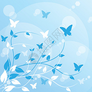 蝴蝶飞起来了插图飞行白色叶子蓝色插画家想像力图片