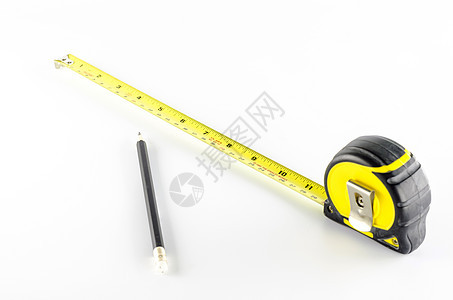 带铅笔的胶带工人建筑学工作测量维修建设者磁带黄色厘米职业图片