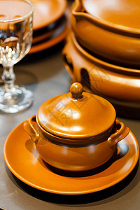 陶瓷用具制品餐厅营养水壶厨具陶器棕色餐具食物爱好图片