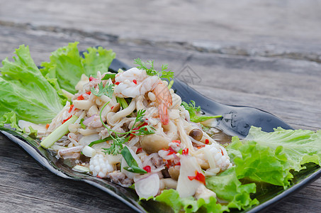 辣辣海鲜沙拉猪肉乌贼美食章鱼辣椒洋葱海鲜食物胡椒沙拉图片