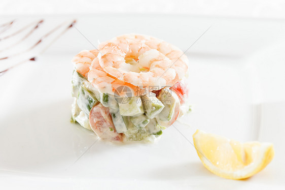 虾沙拉蔬菜营养食物低脂肪胡椒香菜盘子香料绿色饮食图片