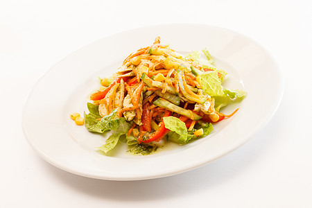 带薯片的蔬菜沙拉美食盘子午餐油炸茄子饮食食谱玉米食物营养图片