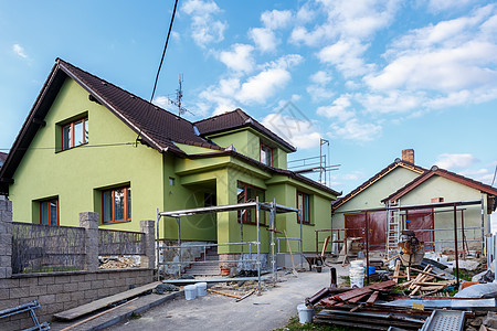 农村住宅的建造或修缮改造塑料工作脚手架窗户装修安全住房建筑学梯子图片