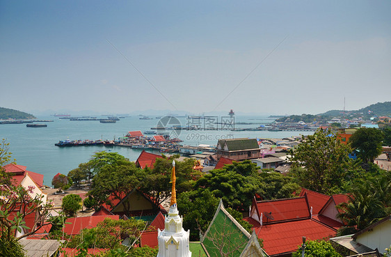 泰国西昌岛Chonburi的渔民码头空中景象图片