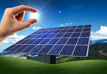 手中有太阳的能量政治细胞安装控制板环境气候精力臭氧活力场地图片