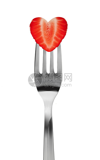 叉口上的草莓心脏形状图片