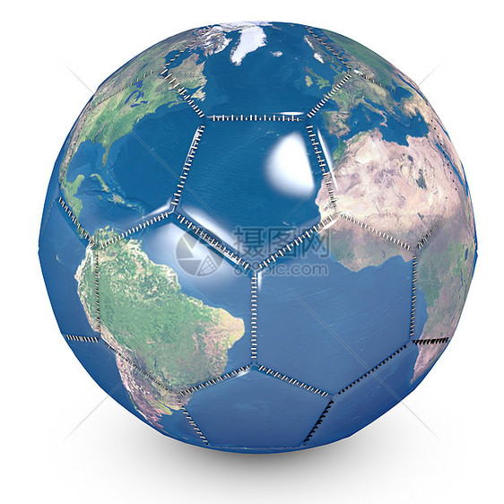 印有印刷世界的足球球概念图片