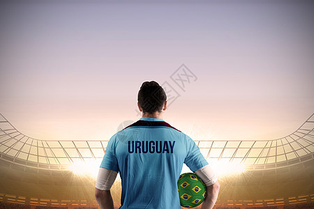 乌拉圭足球运动员的球员绘图播放器运动服男性男人活动体育场聚光灯运动蓝色图片