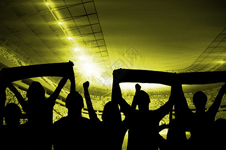 足球支持者的轮休会运动世界数字体育场杯子绘图围巾欢呼人群观众图片