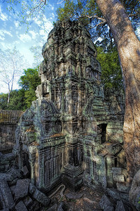 太阳升起在太光的上空高棉语丛林日出旅行石头宗教纪念碑考古学文化寺庙图片