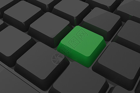 带有绿色密钥的黑色黑键盘钥匙计算计算机技术电脑绘图图片