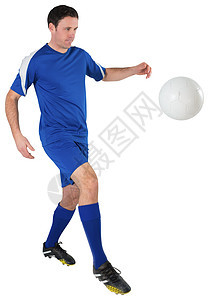 蓝踢足球运动员Blue kick运动足球蓝色男性齿轮播放器活动运动服男人图片