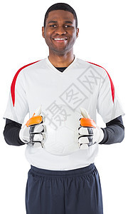 白握球的守门人播放器黑色守门员男人男性运动运动员运动服足球齿轮图片