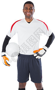 白握球的守门人男性运动服活动黑色运动运动员男人足球播放器守门员图片