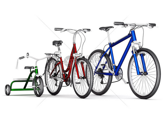 男子 妇女和儿童的单车骑术白色车辆齿轮自行车活动车轮蓝色黑色运输图片