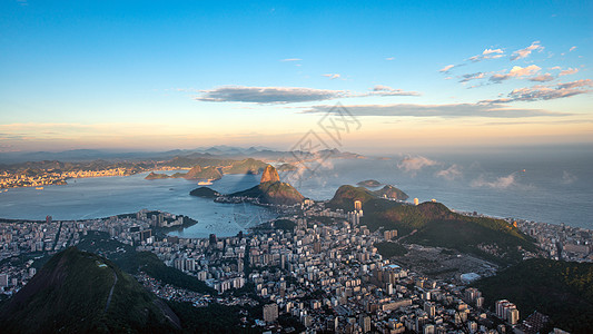 里约热内卢 从Corcovado到Sugarloaf山建筑城市地方反射天空气候风景天际城市生活园景图片