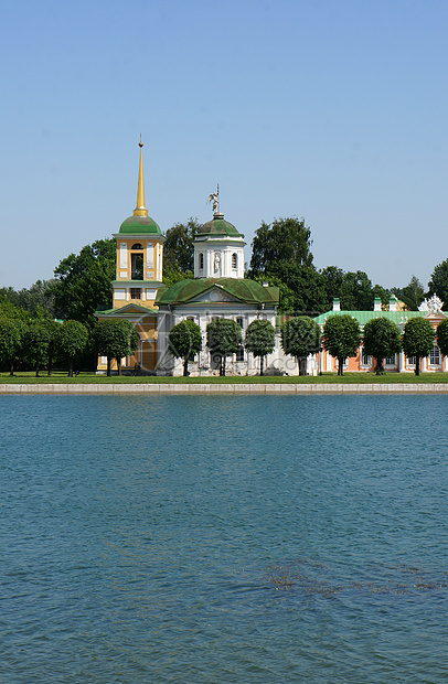 Kuskovo俄罗斯莫斯科地区大厦文化贵族池塘历史天空住宅蓝色风景奢华图片
