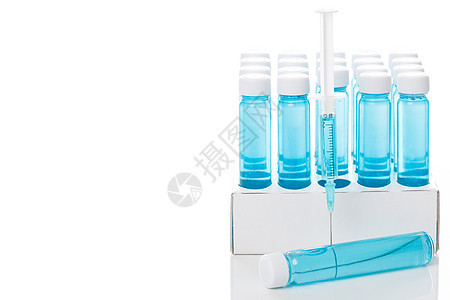 与疫苗对抗运动蓝色玻璃疾病实验室科学美容制药药理药瓶图片