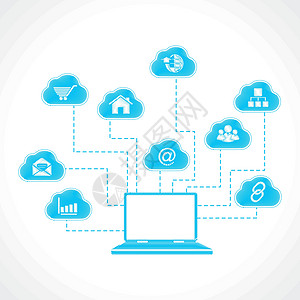 带有商务膝上型计算机图标消息手机技术下载笔记本服务器社会互联网电话框架图片