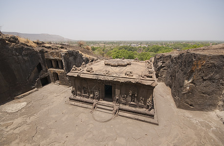 埃洛拉山洞的印度教岩石寺庙图片