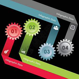 彩色齿轮选项横幅插图数据生长圆圈数字网页蓝色商业小册子力量按钮图片
