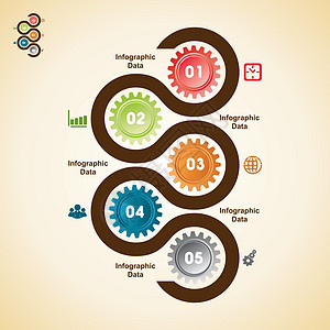 彩色齿轮选项横幅插图圆圈小册子数据图表技术车轮团队生长商业按钮图片
