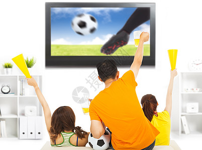 年轻球迷看足球比赛 在家大喊大叫图片