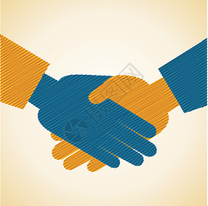 商务人士握握手背景插图说明套装卡通片合伙职业人手服务橙子领导友谊人士图片