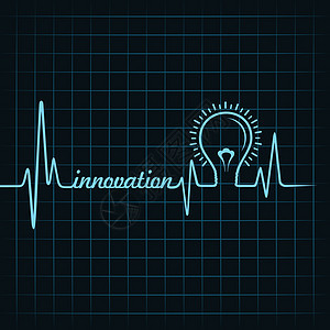 心跳产生创新单词和灯泡储存矢量图片